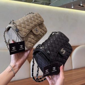 Túi channel tang bạc Da cao cấp