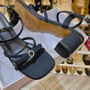 Xinh nha -Sandal dây da nơ xinh gót 7 f -chất da