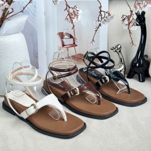 Sandal xỏ khoá da xinh êm 3 f viền cổ chân em