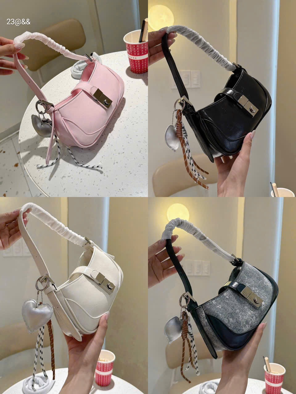 Túi Xách Kẹp Nách Mới Kèm Charm Nhỏ Siêu Xinh Dây Đeo Chéo