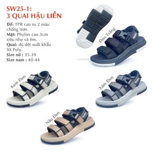 Sandal triwin Đế cao su 2 màu chống trơn trượt mặt phylon cao cấp nam nữ