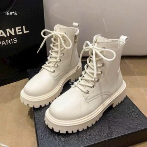 Giày bốt cột giây Chất da mềm Đế thô