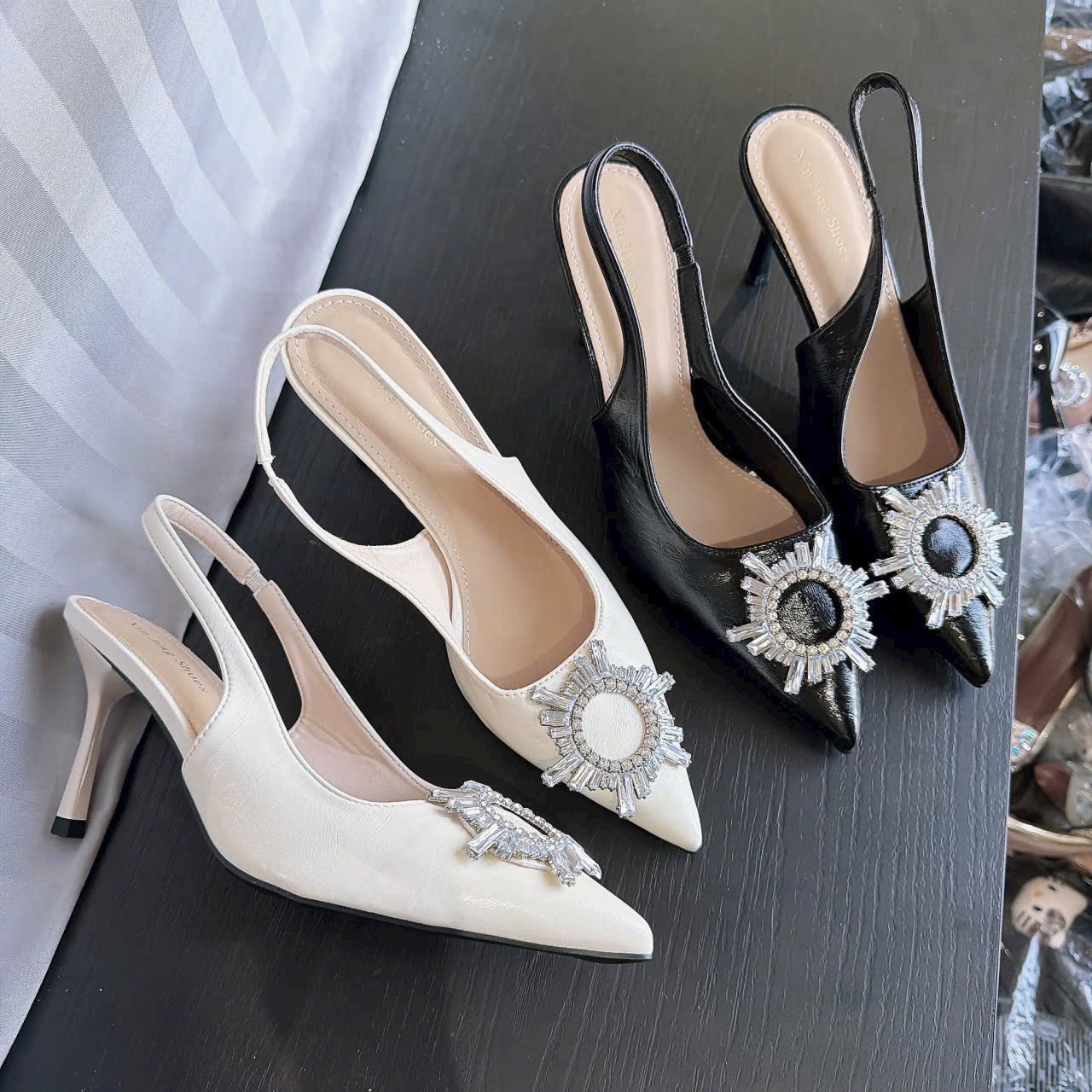 Gót khoá đá Size 35/39 Gót cao 7cm Chất da mềm êm - Ảnh 6